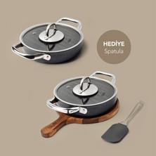 Gigilli Esperanza 5 Parça Titanyum Sahan Seti Siyah (Silikon Spatula Hediyeli)