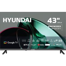 SHN Hyundai 43HYN3303, 43&amp;quot; 109CM, Full Hd, Dahili Wi-Fi, Dahili Uydu Alıcılı, Android, Google