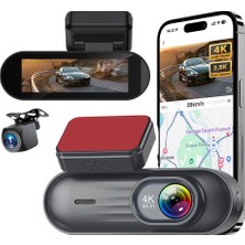 Newdaki Gps Özelliği - Wifi 4K 2 Lens Kameralı 3.16 Inç Ekran Gece Görüşlü 170 Derece Geniş Açı G- Sensörü Park Sensörü Dvr Araç Kamerası
