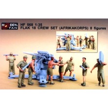 Hobby Fan HF568 1/35 FLAK18 Africa Corps. 8 Adet Resın Figür Seti