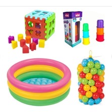 intex Eğitici Bebek Oyuncakları Seti, Şişme Havuz Topu, 86 Cm, 100 Adet, Renkli