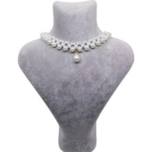 Yağmur Inci Kolye Choker Damla Sallantı Beyaz Özel  Tasarım   Gelin Balayı Nikah Özel Gün