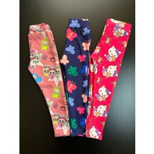 Bobsi Co Kız Çocuk Içi Şardonlu Tayt 3’lü Set – Pamuklu, Esnek ve Sıcak Tutan Baskılı Tayt Seti (2-10 Yaş)