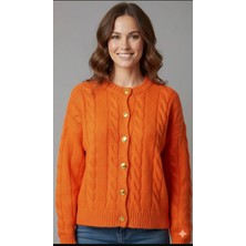 Modabella Kadın Turuncu Triko Hırka