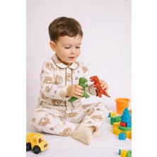 Buufuu Erkek Bebek Takım Uzun Kollu Pamuklu Animal Desenli 0-6 Aylık