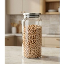 Bienca Borosilikat Cam Kavanoz 1300 ml – Sızdırmaz Silikon Contalı Metal Kapaklı Gıda & Bakliyat Saklama Kabı