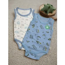 Kolsuz Ikili Bebek Çıtçıtlı Body - RYZEB005 - Bebe Mavi - 3 - 6 Ay Bebe Mavi