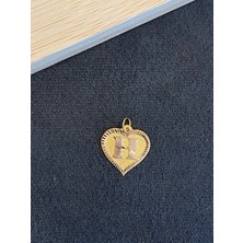 Aida Jewelss 14 Ayar Altın Harfli Kolye Ucu Kalp Modeli H Harfi Altın Kolye Ucu