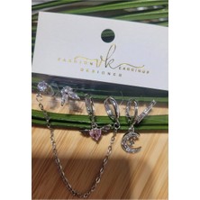 Monalisa Home  Çoklu Lüks Figürlü Gösterişli 6 Lı  Kararmaz Küpe