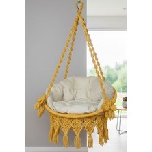 Tek Kişilik Makrome El Örgüsü Salıncak MİS38016SARIM Minderli