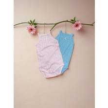 Ikili Jakarlı Askılı Bebek Çıtçıtlı Body - RYZEB002 - Pembe - 12 - 18 Ay Pembe