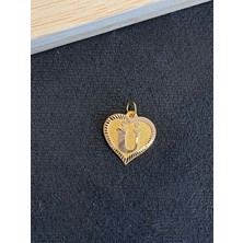 Aida Jewelss 14 Ayar Altın Harfli Kolye Ucu Kalp Modeli Ü Harfi Altın Kolye Ucu