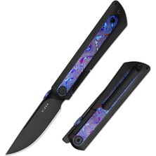 Kizer Quoll | S45VN | Titanium & Titanium Damascus | Brushed | Matte Dlc-Ultra | KI3733A3