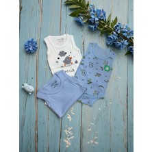 Kolsuz Üçlü Bebek Çıtçıtlı Body - RYZEB004 - Açık Mavi - 0 - 3 Ay Açık Mavi