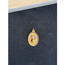Aida Jewelss 14 Ayar Altın Harfli Kolye Ucu Klasik Model P Harfi Altın Kolye Ucu
