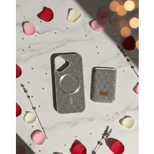 KumOziShop iPhone 16 Uyumlu Magsafe ve Mıknatıs Özellikli Taşlı Cüzdanlı Premium Kılıf
