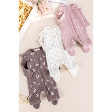 Babymod Üçlü 100% Pamuk Kız Bebek Tulum