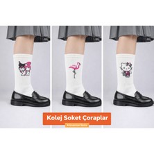 The Secret Desire Kolej Soket Çorap 3’lü Set (Beyaz Desenli) 36-40 Numara ile Uyumludur