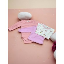 Uzun Kol Üçlü Bebek Çıtçıtlı Body - RYZEB008 - Pembe - 24 - 30 Ay Pembe