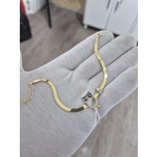 Papatya Silver 925 Ayar Italyan Yassı Zincir Baykuş Bileklik.rose.gold.rodaj