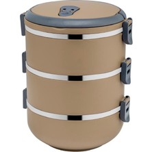 Freshbox 3 Katlı Sızdırmaz Çelik Yemek Termosu-Bej