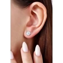 925 Ayar Gümüş 7 mm Yuvarlak Zirkon Küpe