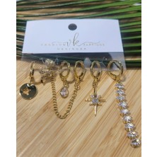 Monalisa Home  Çoklu Lüks Figürlü Gösterişli 6 Lı  Kararmaz Küpe