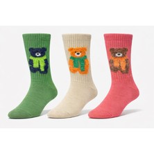 The Secret Desire Unisex 3’lü Peluş Ayıcık Figürlü Çorap Seti 36-40 Numara  ile Uyumludur