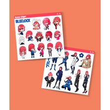 Minithingsart Hyoma Chigiri-Bluelock-Parlak Kağıt -2li Sticker Set-Telefon Süsleme Blue Lock