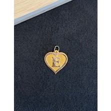 Aida Jewelss 14 Ayar Altın Harfli Kolye Ucu Kalp Modeli E Harfi Altın Kolye Ucu