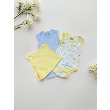 Kolsuz Üçlü Bebek Çıtçıtlı Body - RYZEB004 - Açık Sarı - 6 - 9 Ay Açık Sarı