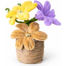 Akın Hediyelik Dekoratif Şönil Yapay Çiçek – Hasır Saksılı Çok Renkli Tasarım