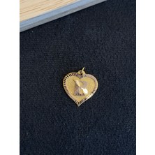 Aida Jewelss 14 Ayar Altın Harfli Kolye Ucu Kalp Modeli B Harfi Altın Kolye Ucu
