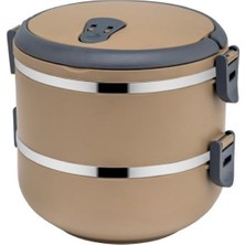 Freshbox 2 Katlı Sızdırmaz Çelik Yemek Termosu-Bej