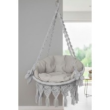 Wood Shut Tek Kişilik Makrome El Örgüsü Salıncak (Açık Gri) Mis38016gri