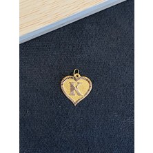 Aida Jewelss 14 Ayar Altın Harfli Kolye Ucu Kalp Modeli K Harfi Altın Kolye Ucu
