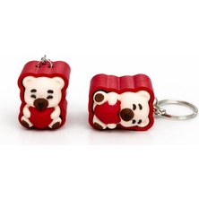 Zeniz Objects Kalpli Ayıcık Clicker Anahtarlık | Sevimli Masa Üstü & Çanta Süsü