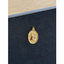 Aida Jewelss 14 Ayar Altın Harfli Kolye Ucu Klasik Model B Harfi Altın Kolye Ucu