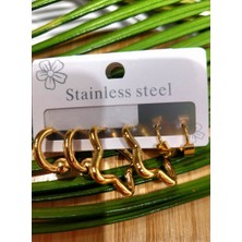 Monalisa Home  Çoklu Lüks Figürlü Gösterişli 6 Lı  Kararmaz  Çelik Küpe