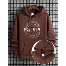 LAYORA Erkekler Için Kapüşonlu Sweatshirt - Psalms 91 Ayeti Desenli