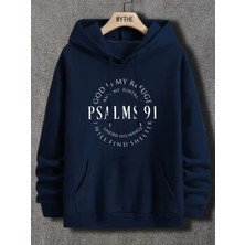 LAYORA Erkekler Için Kapüşonlu Sweatshirt - Psalms 91 Ayeti Desenli