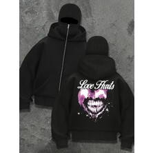 LAYORA Kar Maskeli Ninja Unisex Polar Sweatshirt – Kalın 3 Iplik – Kışlık Rahat Tarz