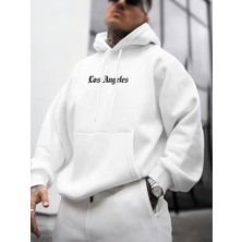 LAYORA Los Angeles'tan Erkek ve Kadınların Trendi Bol Kapüşonlu Terlikleri, Ön ve Arka Baskılarıyla