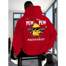 LAYORA Erkek Casual Kapüşonlu Sweatshirt "pew Pew Madafakas!" Grafik Baskı