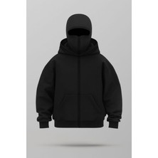 LAYORA Maskeli Tam Fermuarlı Kapüşonlu Sweatshirt – Unisex Oversize