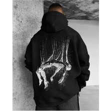 LAYORA Oversize Kapüşonlu Sweatshirt – Sırt Tarafında Soyut Sanat Deseni