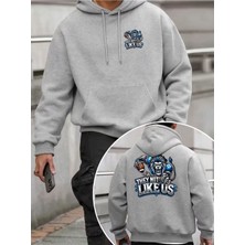 LAYORA Erkek Moda Yaratıcı Tasarım Baskılı Sporlu Günlük Çok Amaçlı Uzun Kollu Bol Kapüşonlu Sweatshirt