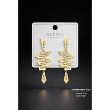 Xuping Jewelry Melekcehobi Takı - Modern Geometrik Tasarım Baget Taşlı Sallantılı Küpe