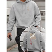 LAYORA Erkek Moda Yaratıcı Tasarım Baskılı Sporlu Günlük Çok Amaçlı Uzun Kollu Bol Kapüşonlu Sweatshirt