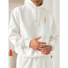 LAYORA Erkekler Için Kanji Baskılı Kapüşonlu Sweatshirt